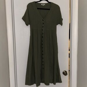 Madewell midi button-down dress green size XS